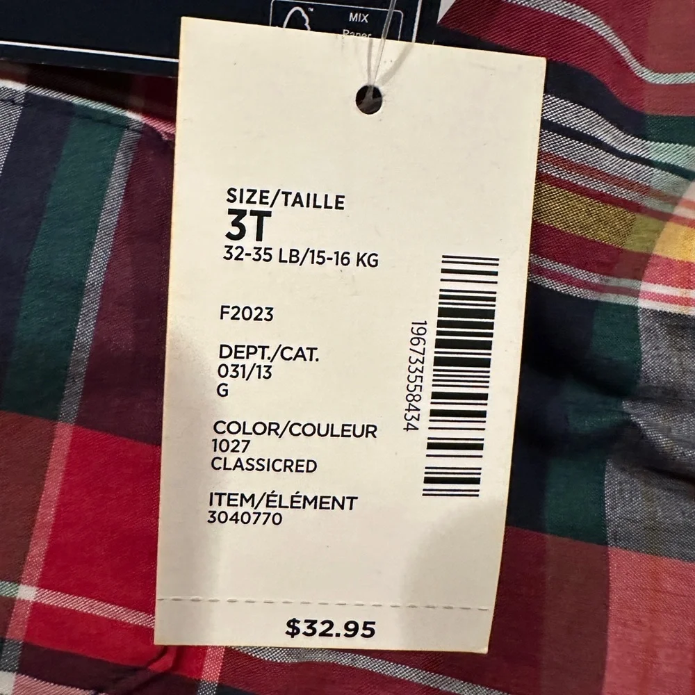 Gymboree Boys Size 3T plaid long‎ sleeve shirt NWT
